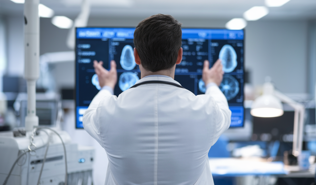 medecin-blouse-tableau-numerique-cabinet-moderne