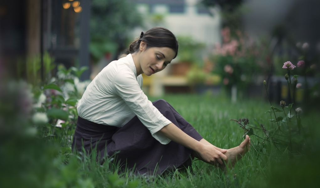 femme-jardin-environnement-verdoyant-serene