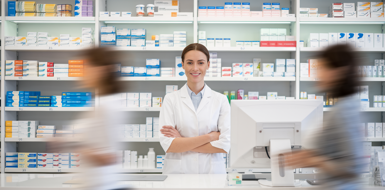 pharmacien-comptoir-pharmacie-rayons-ordonnes